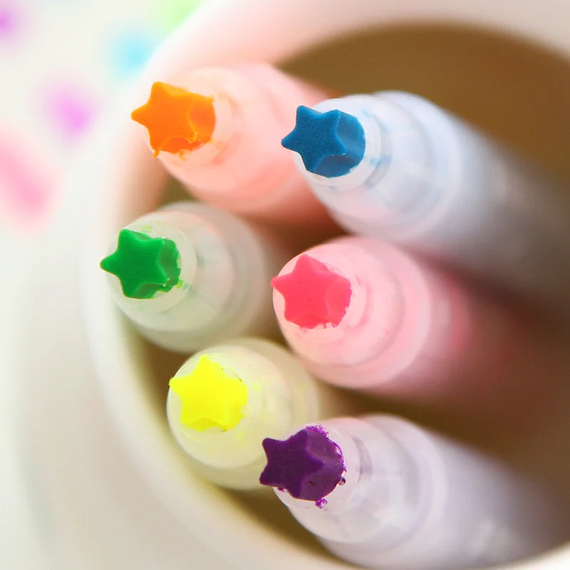 1 шт. Шесть Цветных меток ручки принажности для письма маркеры хайлайтеры для офиса школьные принадлежности