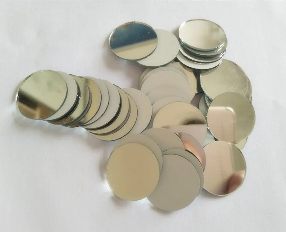 Round Square Mirror Tiles, Mini Size Circle Mirror, Small Square Mirror,  DIY Mosaic Mirror Circles Tiles for Arts and Crafts Projects, Traveling