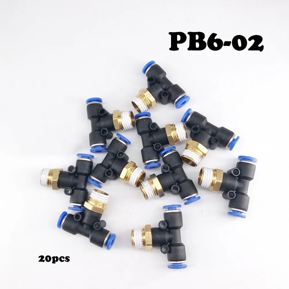 20Pcs/Lot PB6 02 push in pneumatic fittings Pneumatic Fittings tube 6mm