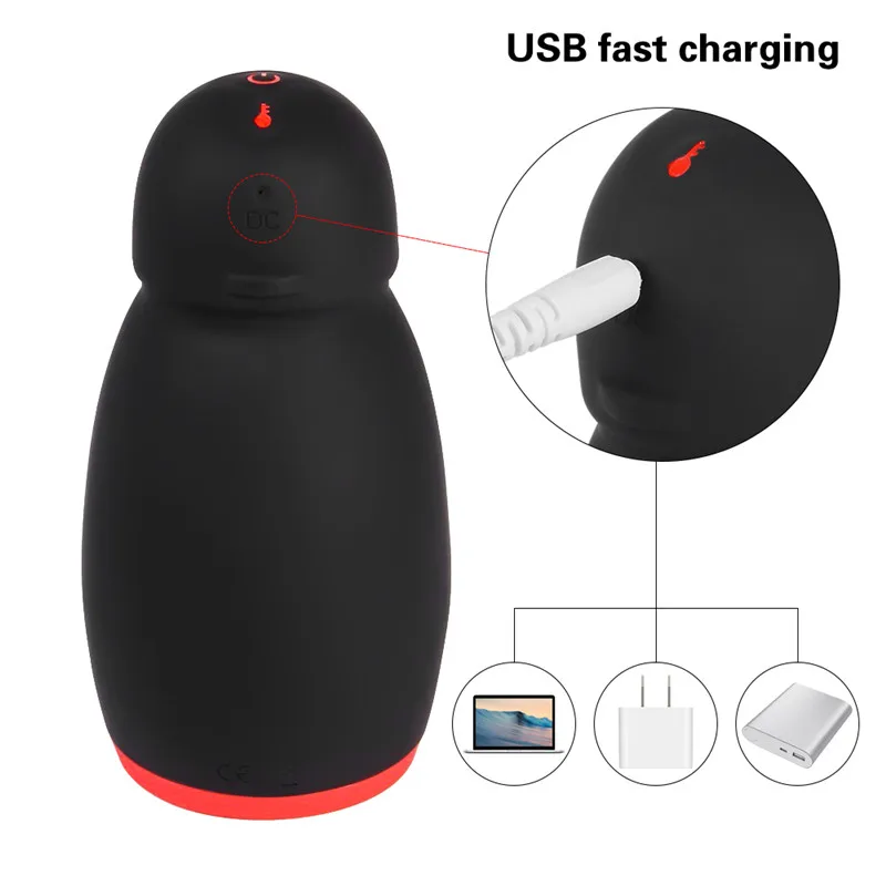 Heating Oral Sex Cup Smart Male Masturbation Vibrator 5 Speeds Penis Exercise Delay Massage Cup Suck Silicone Sex Toys for Men