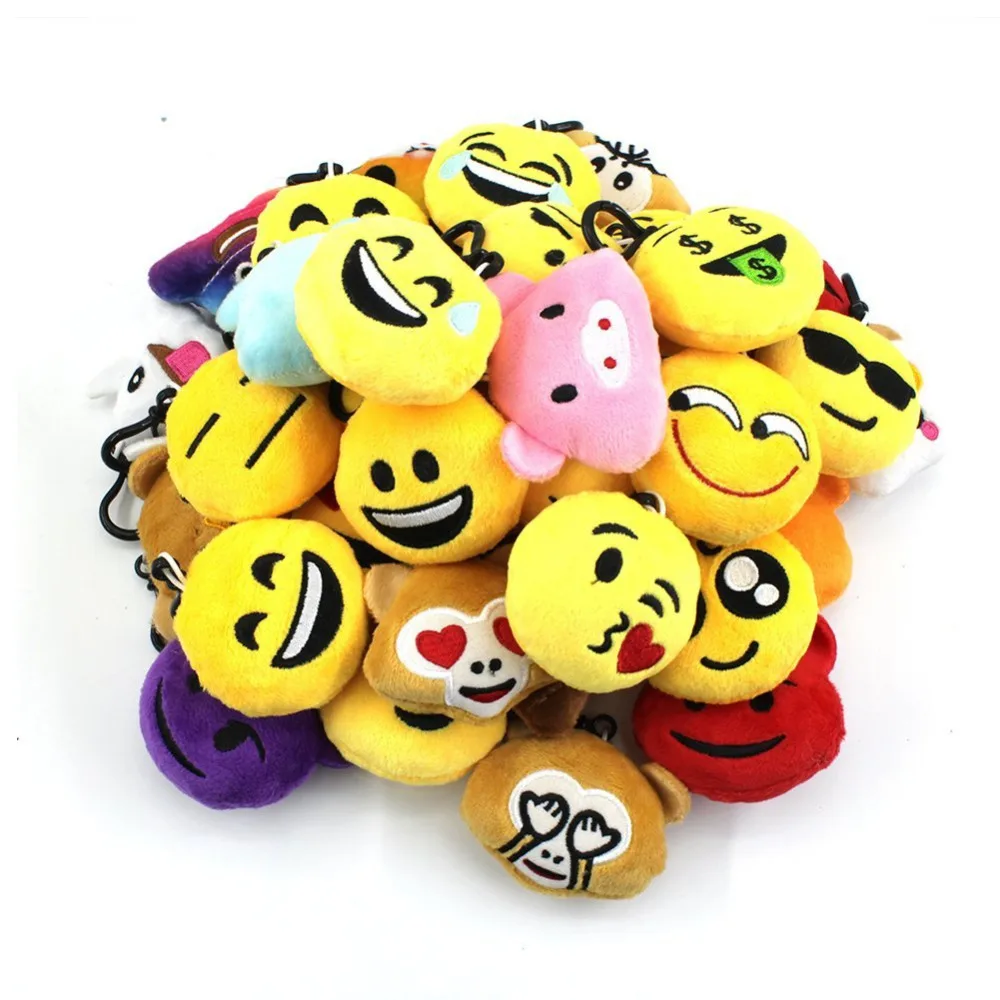 Emoji Keyrings 44 Pieces/Pack, Lovely Mini Plush KeyChains 2 inch for Kids Gift Emoji Keyrings 44 Pieces/Pack, Lovely Mini Plush KeyChains 2 inch for Kids Gift