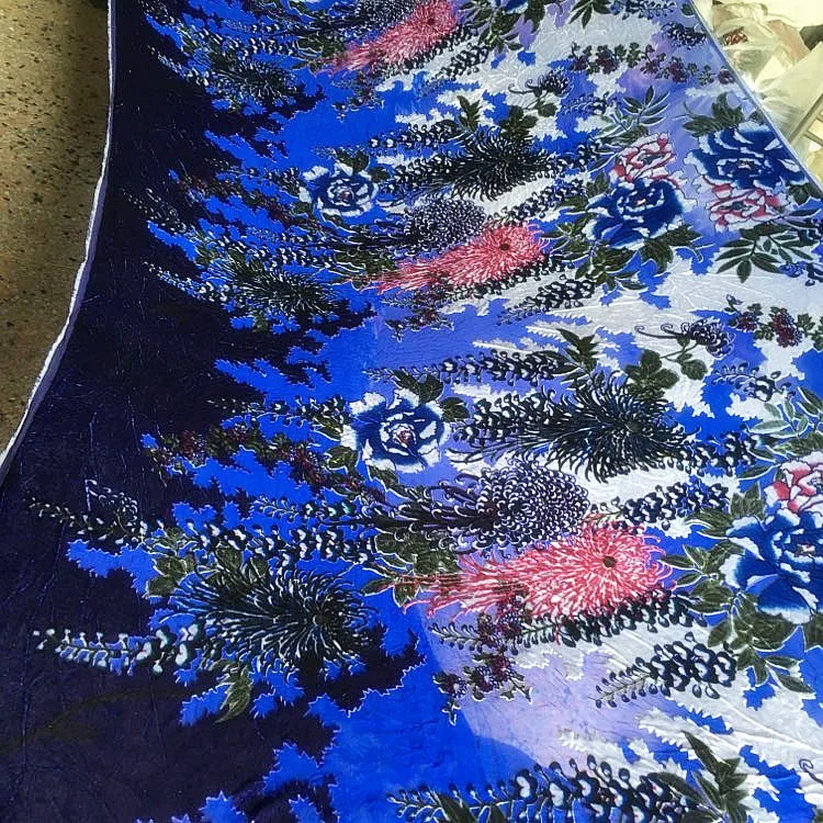 

HH Blue True Velvet Cloth Dress Colorful Silk Velvet Fabric