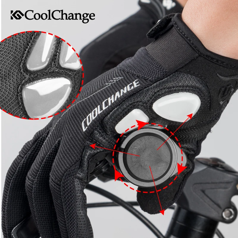 CoolChange зима перчатки сенсорный экран полный палец Термальность гелевые велосипедные спортивные перчатки ветрозащитные противоударный Сенсорный экран велосипедные перчатки для MTB