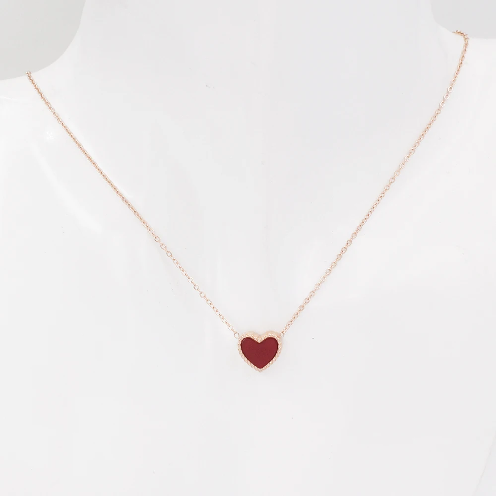 Модный простой дизайн с двумя сторонами сердце кулон ожерелье для женщин из нержавеющей стали Свадебное женское ожерелье крутые ювелирные изделия