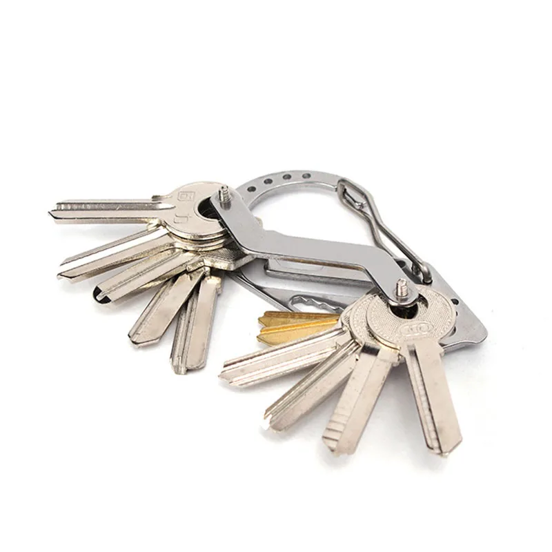 

Stainless Steel Key Holder High quality Keychain Pocket Tool Outdoor EDC multi-function carabiner Key Wallets Car key clip
