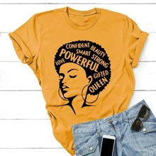 Афро леди рубашка Женская Феминистская футболка Девушка сила футболка Летняя мода короткий рукав Футболка вдохновляющие слова буквы печать хлопок