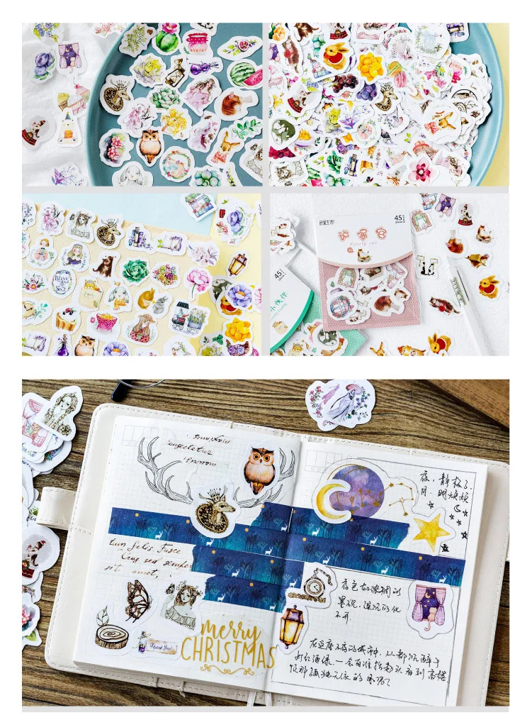 45 шт Kawaii суккуленты наклейки бумажные клеящиеся наклейки милые канцелярские наклейки для детей DIY Скрапбукинг дневник Альбомы для фото