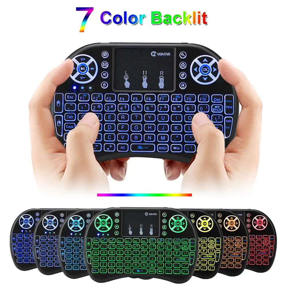 Vontar 7 Color I8 Backlight Keyboard French English Spanish - laptop roblox keyboard controls