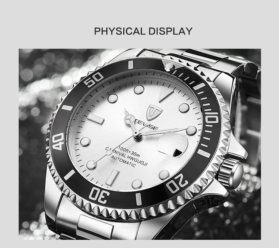 TEVISE Green Watch Men Automatic Mechanical Anti-Scratch Rotatable Outer Ring Waterproof Luminous Mens Watches Top Brand Luxury most accurate mechanical watch