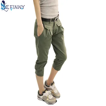 

2018 New Sexy Women Casual Trousers Full Fashioned Harem Cotton Calf-Length Pants Girl Pockets Overall Trousers Hot Sale