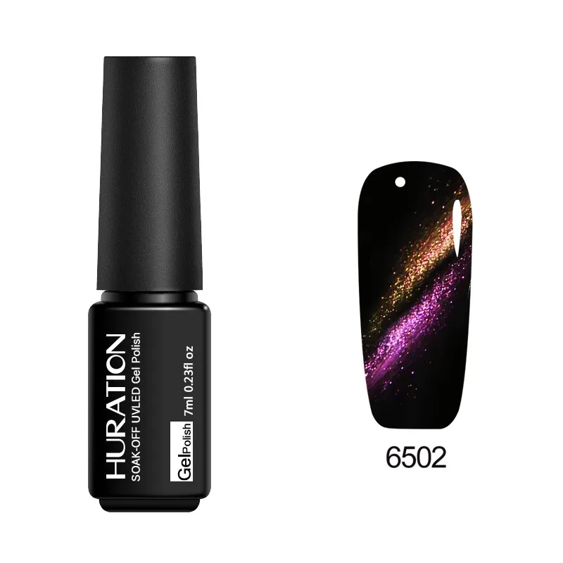 Huration Chameleon 5D Cat Eye Glitter Gel Nail Polish Color Magnetic Gel DIY Soak Off UV LED Nail Art Semi-permanent Gel Varnish - Цвет: 6502