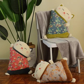 

Hawaii lucky cat Air conditioner quilt Pillow 2in1 Soft Stuffed plush Cushion baby use Plush Toys Chinese knot Cat gift for kids