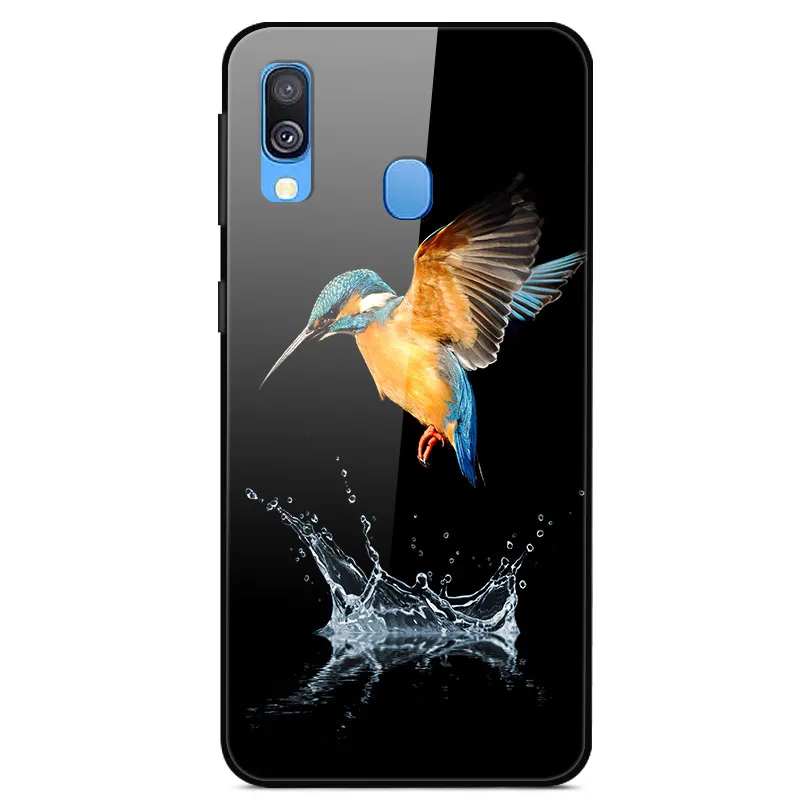 Чехол из закаленного стекла для samsung Galaxy A40, чехол, мягкий бампер, 3D Рисунок кошки, чехол для samsung A40 A 40, чехол для телефона - Цвет: 13