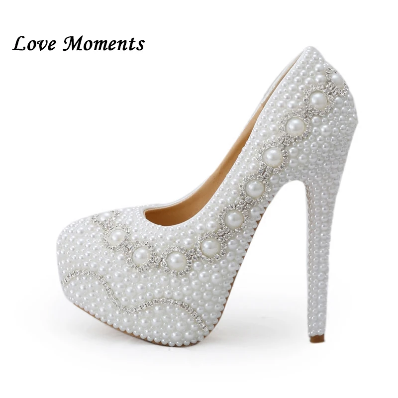 New Pearl Rhinestone bridal shoes chaussures femme ete 2017 High heel fashion shoes women's high shoes Party/wedding Pumps