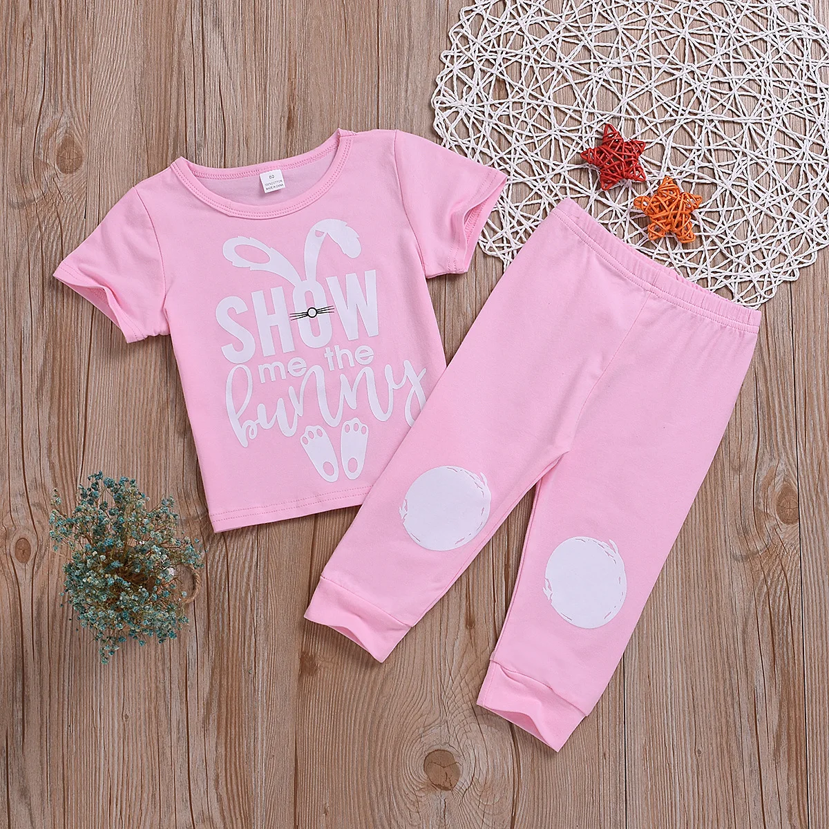 Kids Baby Girl Boy Cartoon Letter Rabbit Print T Shirt Pant Outfits Toddler Summer Clothes 2pcs set |