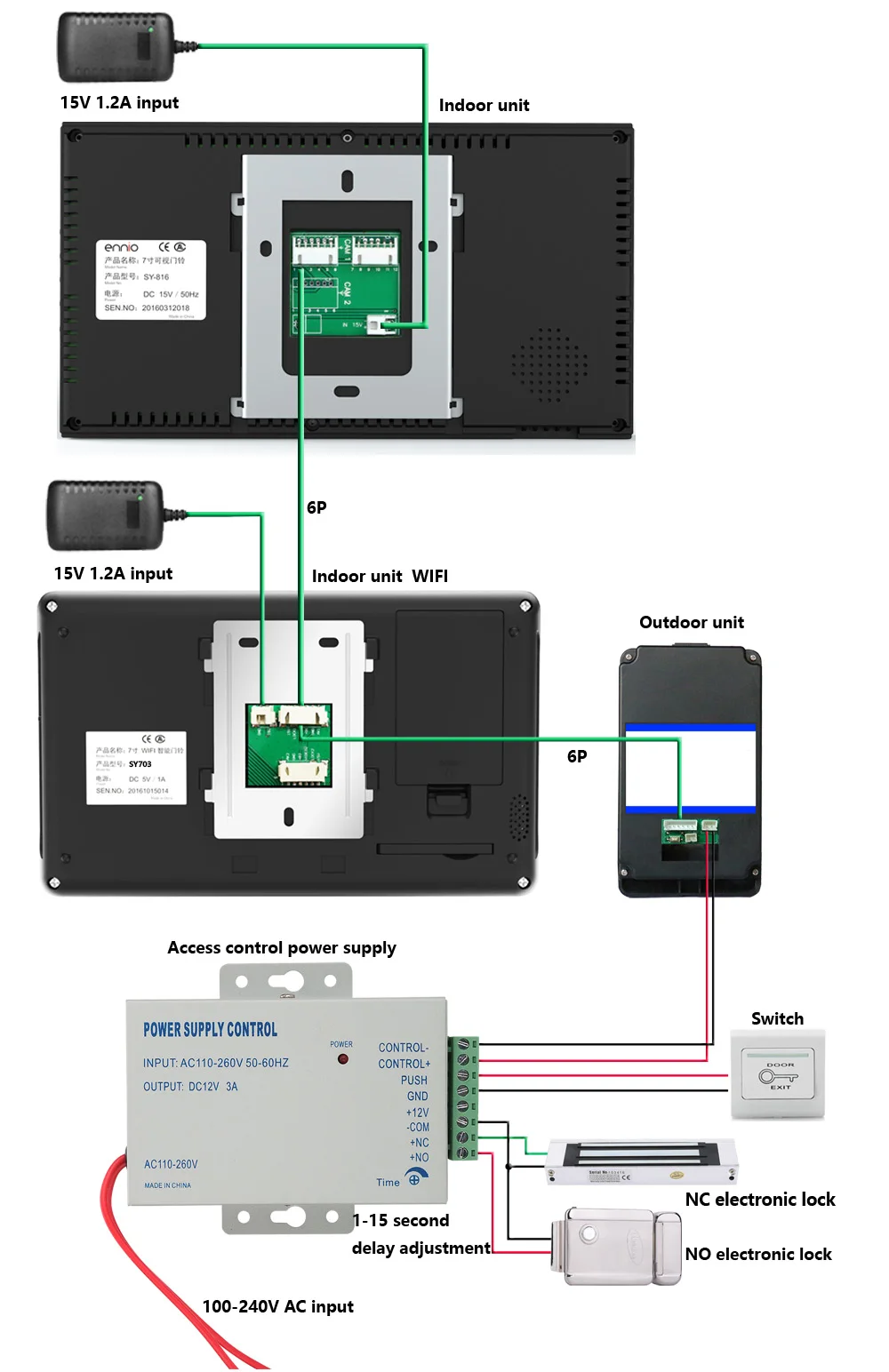 YobangSecurity 7 "запись видео беспроводной дверной звонок Пароль RFID разблокировать электронный замок 12 В управления питания дверь домофон