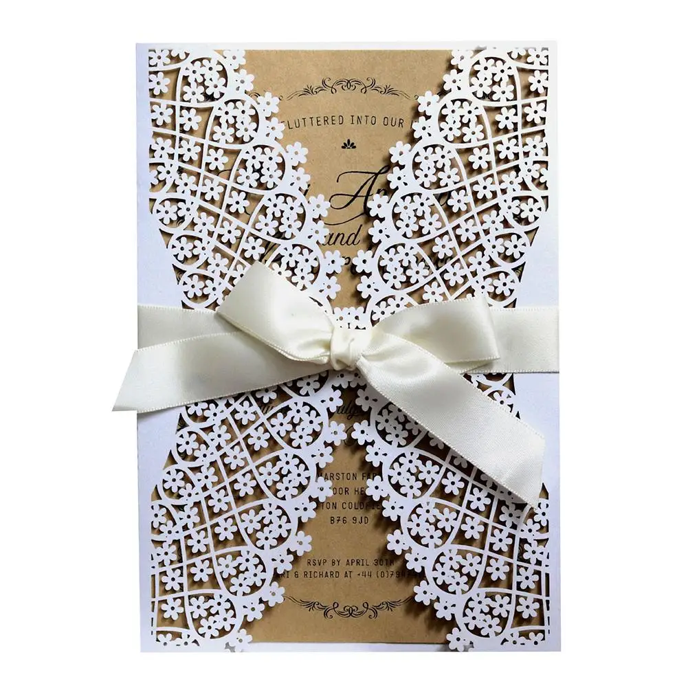  10PCS Butterfly Wedding Invitations Laser Cut European Style Invitations Party Holiday Greeting Car - 33030438038