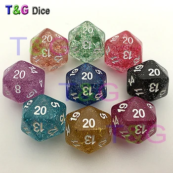 

5pcs/set T&G High Quality Multicolor D20 Dice Set Glitter effect, 20 side Digital for Board Game,educational accessories