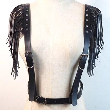 

2019 New Fashion Hot sexy Punk women faux Leather belt Body Bondage Sculpting Harness Waist Belt Straps Suspenders Tassel Belts