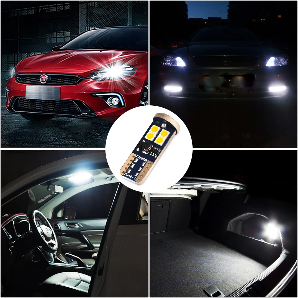 10 шт. T10 W5W 3030SMD 12В Светодиодные лампы сигнальные огни Canbus без ошибок светодиодные
