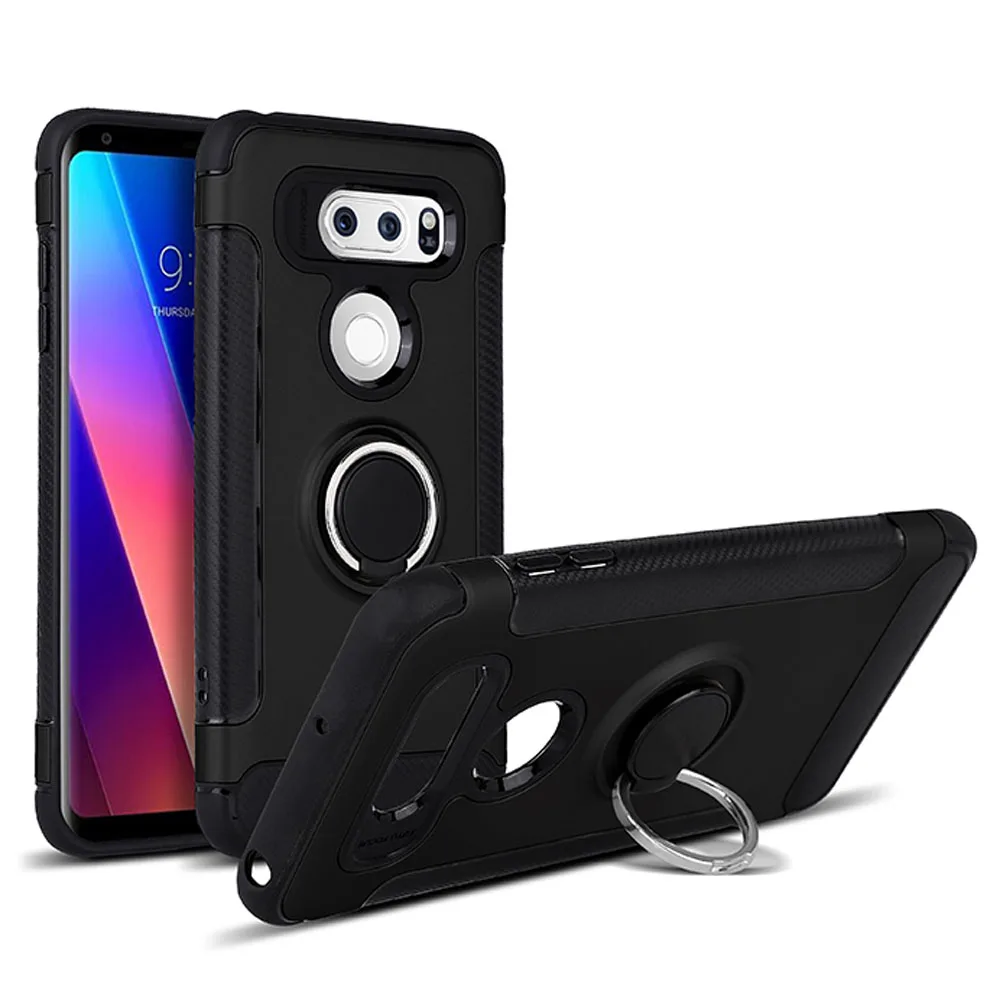 Armor Case For LG V30 V30+ With Ring Stand Car Holder Magnetic Suction Bracket Dual Layer Cover V30/V30 Plus/V30s ThinQ |