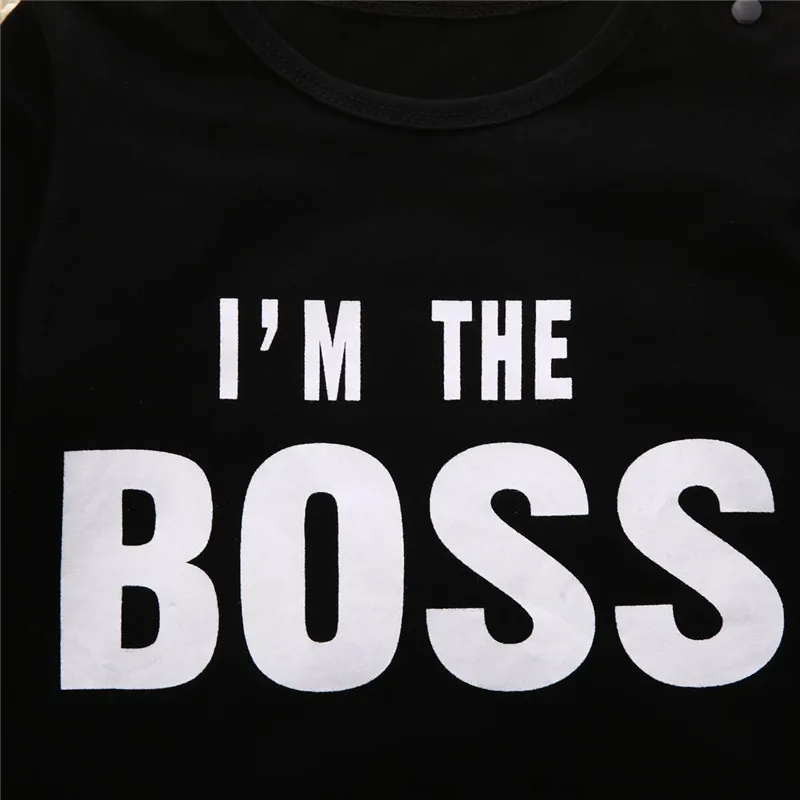 I'M THE BOSS/Детские комбинезоны для новорожденных мальчиков и девочек; хлопковые комбинезоны с длинными рукавами и надписью; новая одежда для малышей