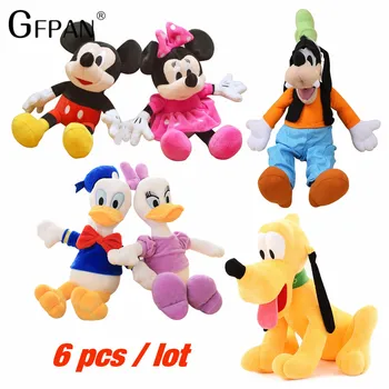 

GFPAN 6pcs/set High Quality 30cm Mickey&Pink Minnie Mouse&Donald Duck&Daisy&Goofy Dog&Pluto Dog classic Toys For Kids
