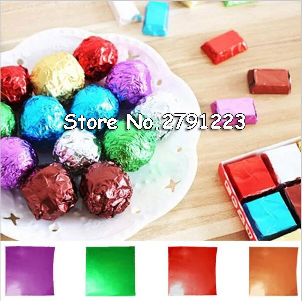 500pcs 과자 캔디 패키지 호일 종이 크리스마스 초콜릿 롤리 호일 래퍼 스퀘어 믹스 컬러 무료 배송