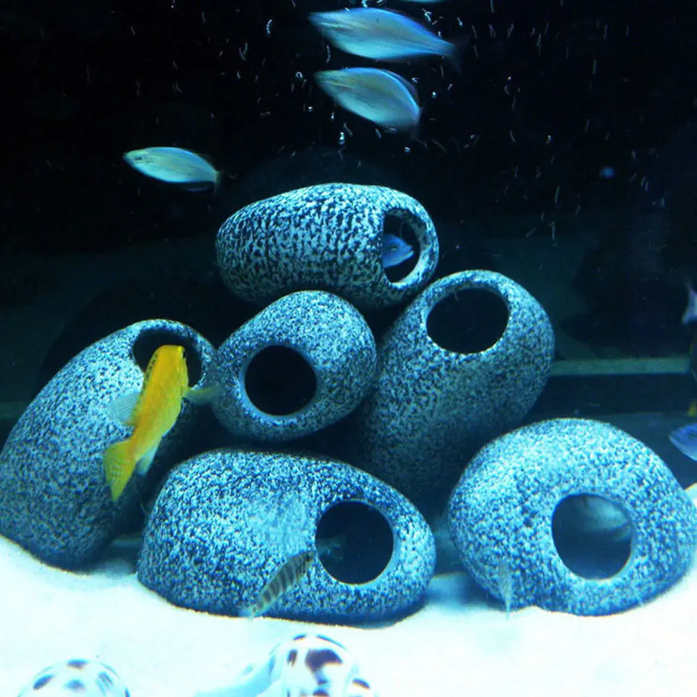 2019 Cichlid Stone Ceramic Rock Cave Aquarium Fish Tank Ornament Decoration US