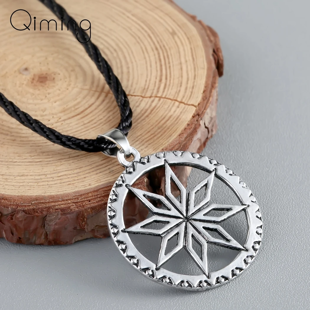 

Silver Viking Necklace Alatyr Perun Protect God Runes Family Success Sun Good Women Necklace For Man Slavic Amulet Jewelry