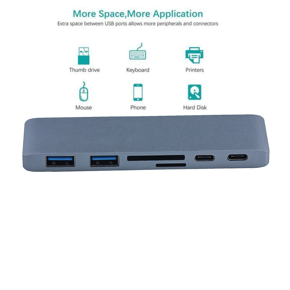 

USB Type C 3.1 Hub to 4K Adapter Thunderbolt3 Dock Dongle Combo SD TF Card Slot With Type C Charing For MacBook Pro