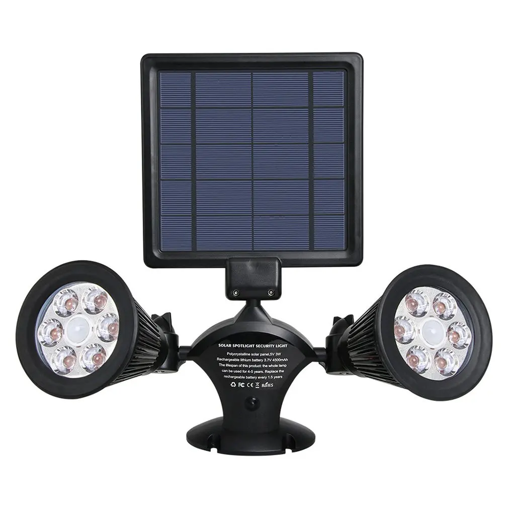 

Solar Led Human Body Induction Double Head Spotlight Outdoor Solar Waterproof Street Light Wall Lamp