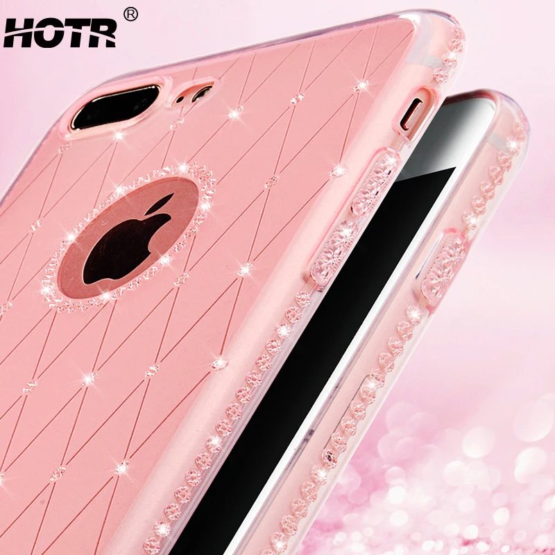 Hotr Стразы Алмазный чехол для iphone 8 plus 7 прозрачный гибкий мягкий полиуретановый 6 6s