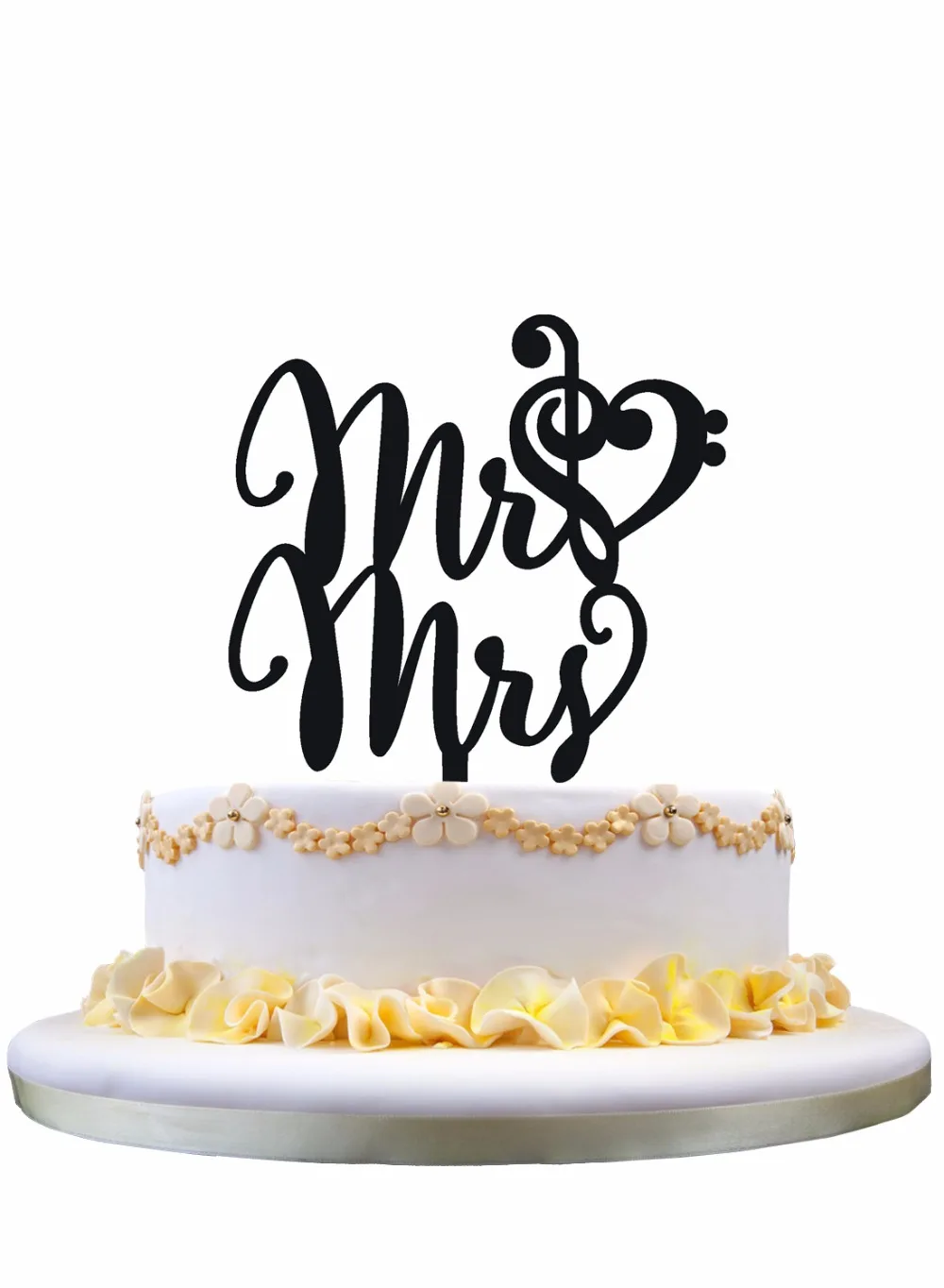 Meijiafei Mr and Mrs with Music Note Heart Treble Bass Clef Custom Cake Topper | Дом и сад