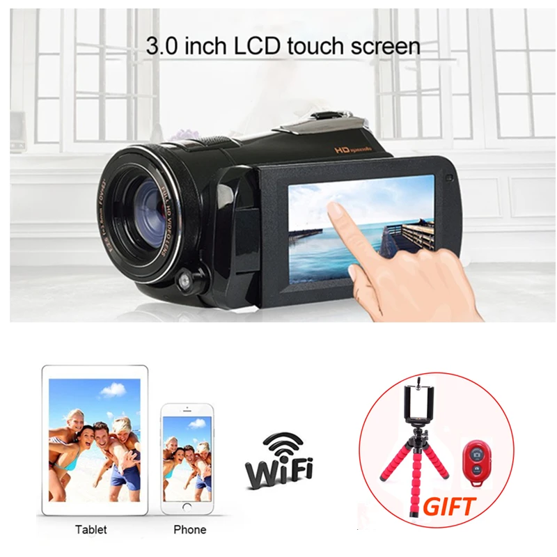 1080P Digital HD Video Camera Wifi Camcorder DV Night Vision Infrared 3.0 Touch Screen Remote Control DSLR Digital Photo Camera 1080P Digital HD Video Camera Wifi Camcorder DV Night Vision Infrared 3.0 Touch Screen Remote Control DSLR Digital Photo Camera