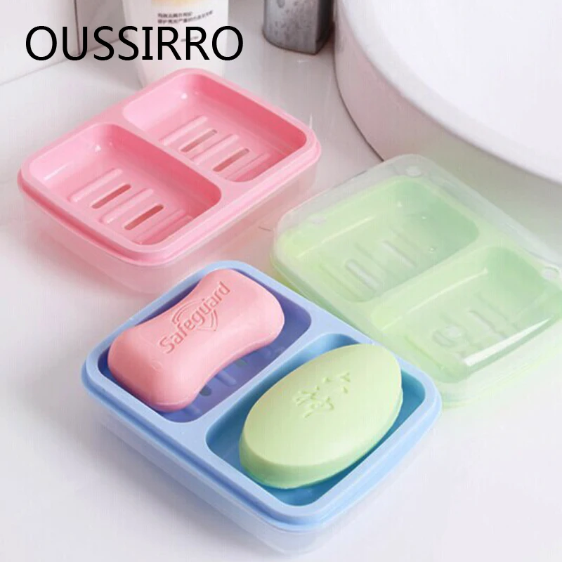 Creative Storage Soap Box Wash Soap Dish Bathroom Case Double Soap Holder 