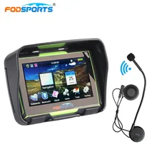 Fodsports 4.3 Pulgadas 256 MB 8 GB de navegación de la motocicleta moto IPX7 navegador GPS impermeable con auriculares bluetooth libera el mapa