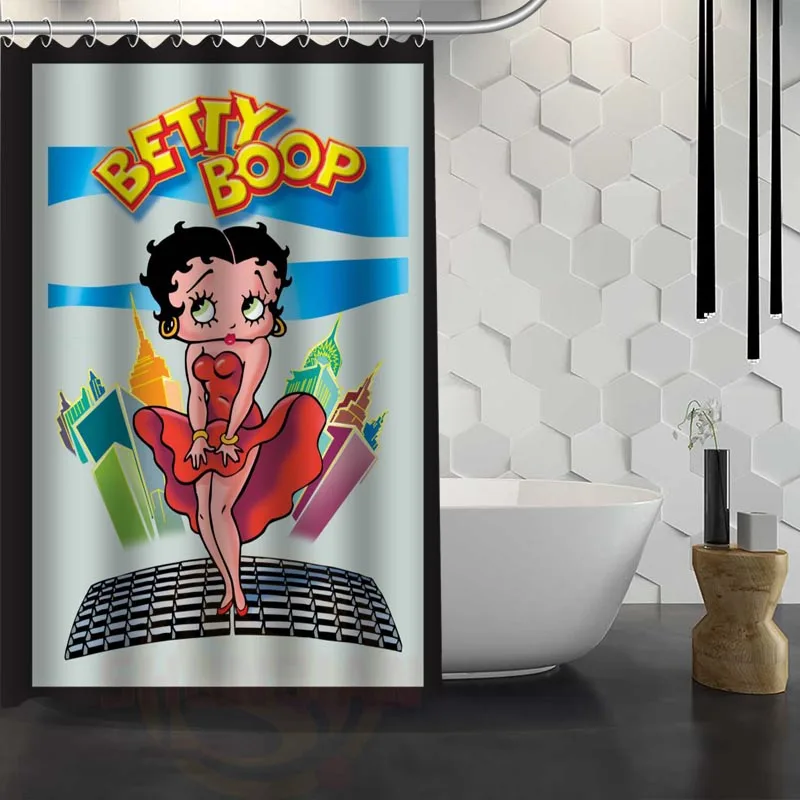 Лидер продаж пользовательские Betty Boop душ Шторы Водонепроницаемый Ткань душ Шторы для Ванная комната F# y1-17 - Цвет: Небесно-голубой