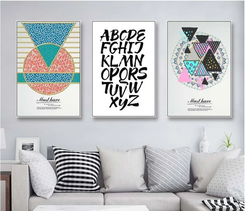 Abstract Nordic Geometric Ornament 3 Pieces Print Picture