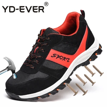 

YD-EVER Big Size Men Work Safety Shoes Casual Steel Toe Steel Insole Safe Toecap Job Shoes Men Puncture-proof Work Safety Boots
