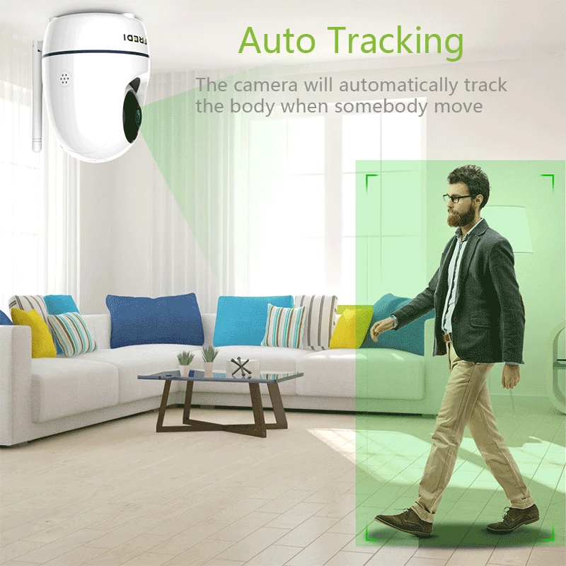 FREDI 1080P IP Camera Auto Tracking Of Human Wireless WiFi Home Security Camera Pan/Tilt Night Vision Surveillance CCTV Camera