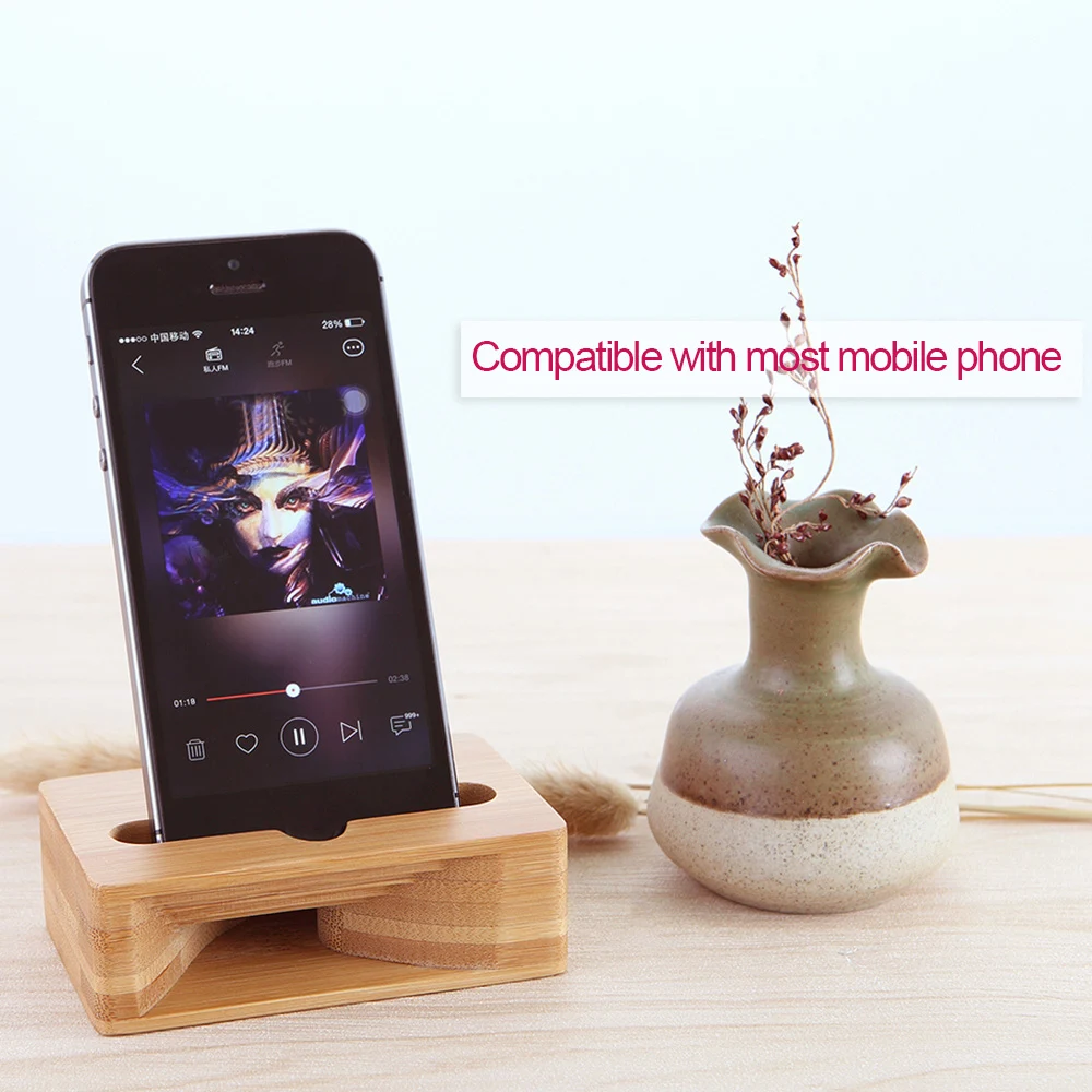 Портативный Бамбуковый держатель для мобильного телефона megaphone для смартфонов iPhone iPad Andriod