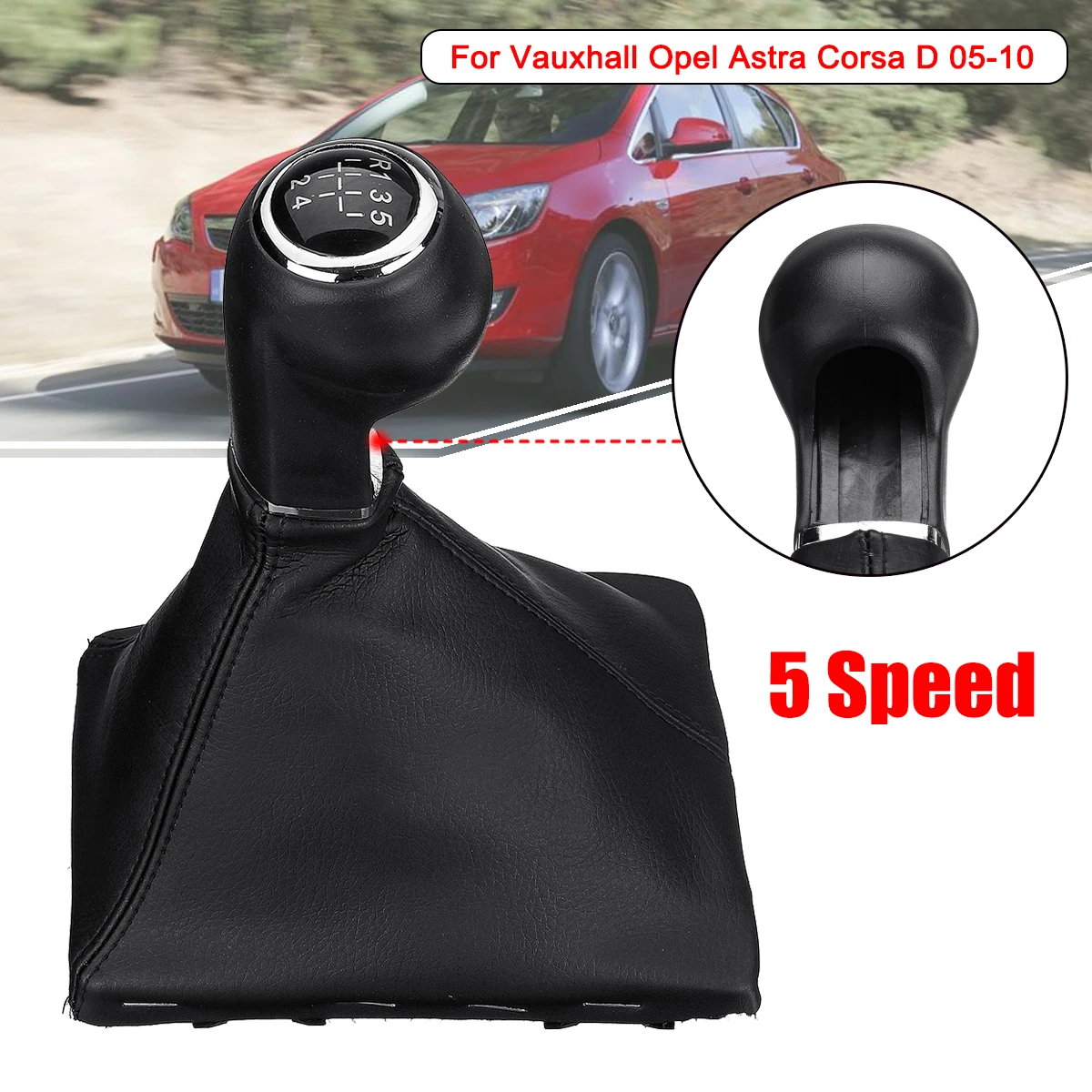 5 Speed Car Gear Shift Knob Gaiter Boot Cover for Vauxhall Opel Astra Corsa D 2005-2010