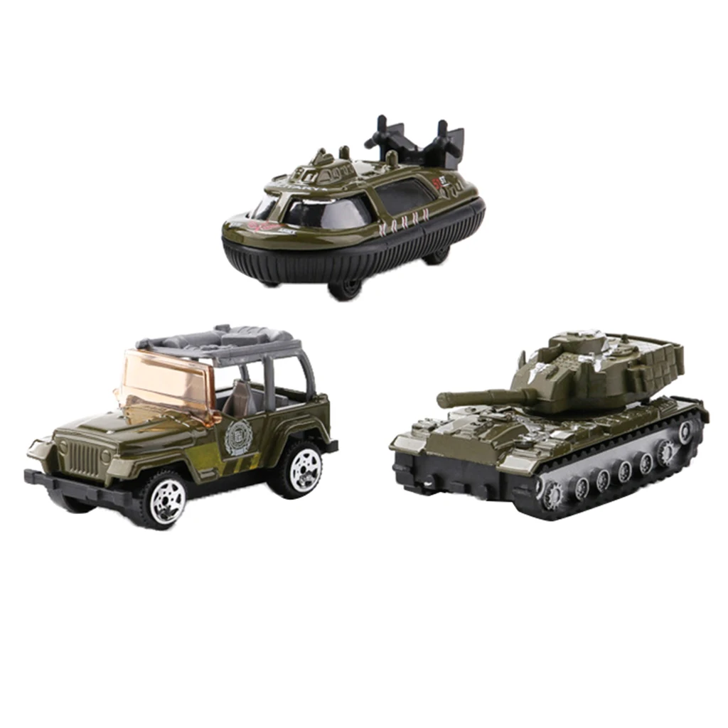3pcs Jeep Car Police Car Submarine Military Model Toy Soldier Army Men Accessories