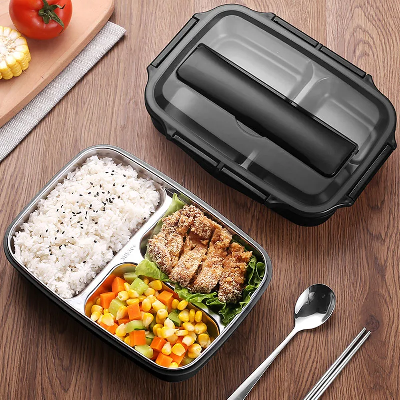 

ONEISALL Stainless Steel Food Container 1000ml Lunch Box Bento Handbag Optional Thermal Insulation Chopsticks Spoon Eco-friendly