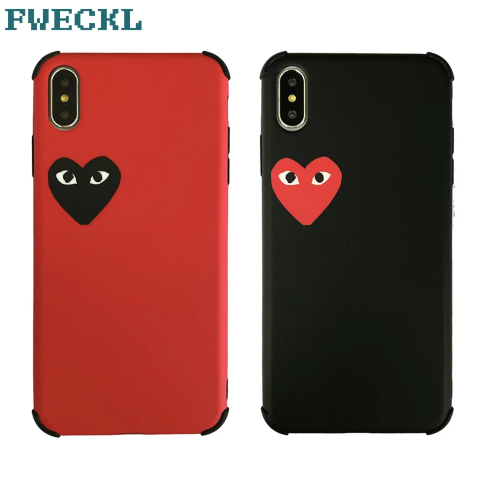 

Japan tide brand CDG PLAY Comme des Garcons Loving eyes case cover for iphone 7 6 6S X 8 plus XR XS MAX Original Silicone Case