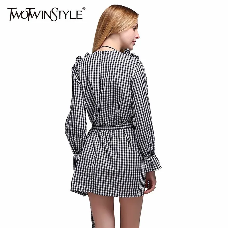 Женское платье туника GALCAUR мини с высокой талией и рукавами фонариками|dress for|dress for