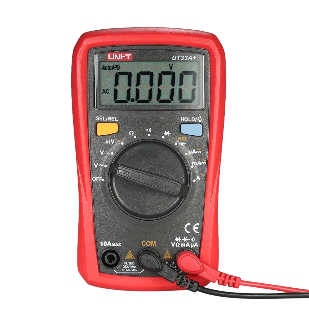 

UNI-T UT33A+ Digital Multimeter Auto Range DMM Handheld 200mV~600V DC AC Voltage Current Meter Resistance Capacitance Tester