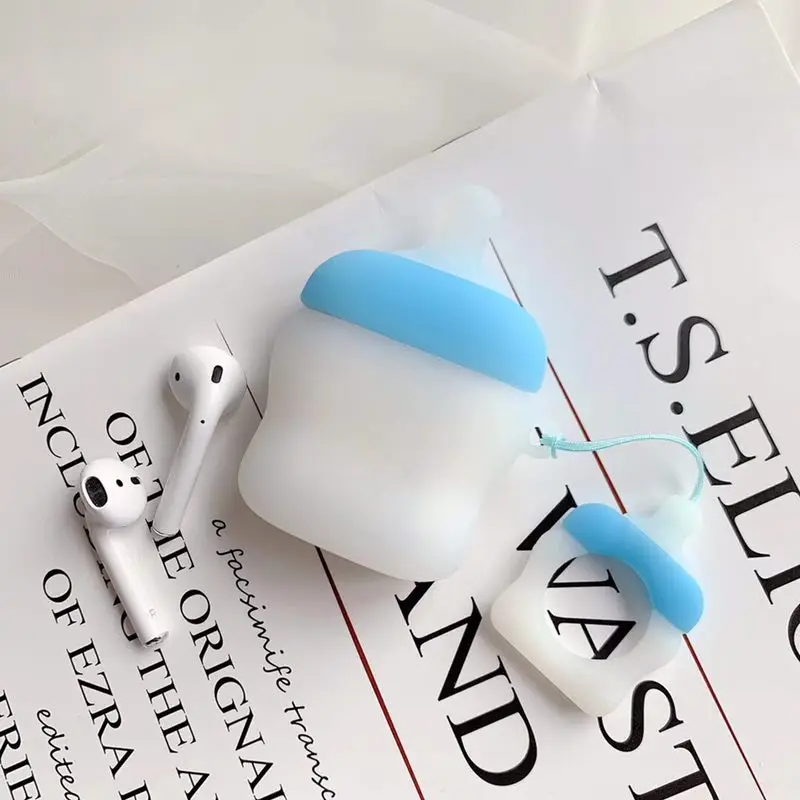 Чехол для Airpods2 чехол силиконовый брелок для ключей чехол для Airpods 2 защита от пыли Чехол для Apple Air накладки защитные милый Coque - Цвет: Blue