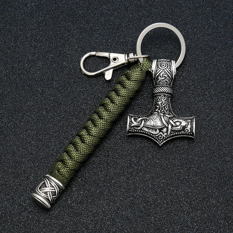 ثور فايكنغ الرونية Paracord الحبل/المفاتيح/مفتاح فوب مع سكين حبة الحبل ل مفتاح الدائري اكسسوارات كيرينغ غرزة